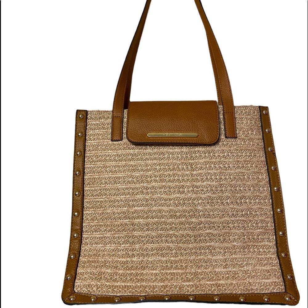 STEVE MADDEN STRAW WOVEN BROWN TOTE
